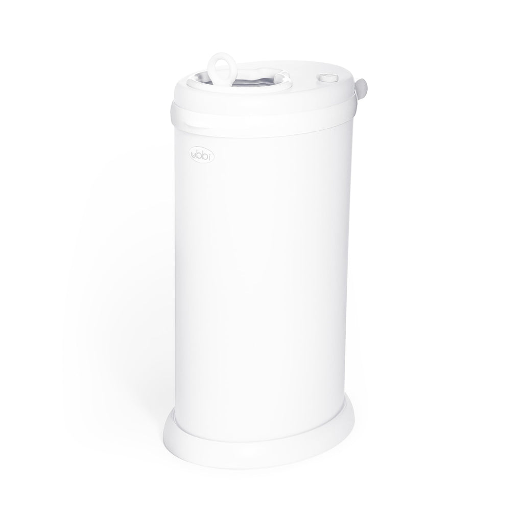 Ubbi Stainless Steel Diaper Pail, No Special Bags, Odor-Locking, White | Award-Winning Registry Must-Have, Childproof Safety Lid with Lock, Holds Up To 55 Newborn Diapers, Modern Nursery Essential