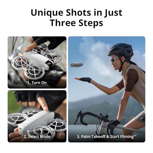 DJI Neo, Mini Drone with 4K UHD Camera for Adults, 135g Self Flying Drone that Follows You, Palm Takeoff, Subject Tracking, QuickShots, Stabilized Video, Built-In Propeller Guard (Controller-Free)