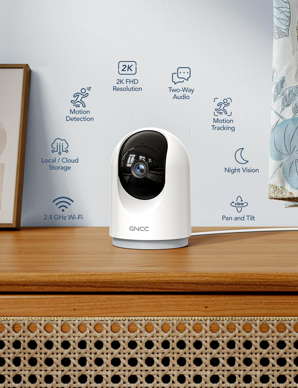 GNCC 5G Cameras for Home Security Indoor, Pet/Dog/Baby w Phone App, 4Pcs | Dual-Band Wi-Fi, 360 PTZ Auto-Tracking Pet/Dog/Cat/Puppy/Nanny, Motion Alert, SD Card or Paid Cloud