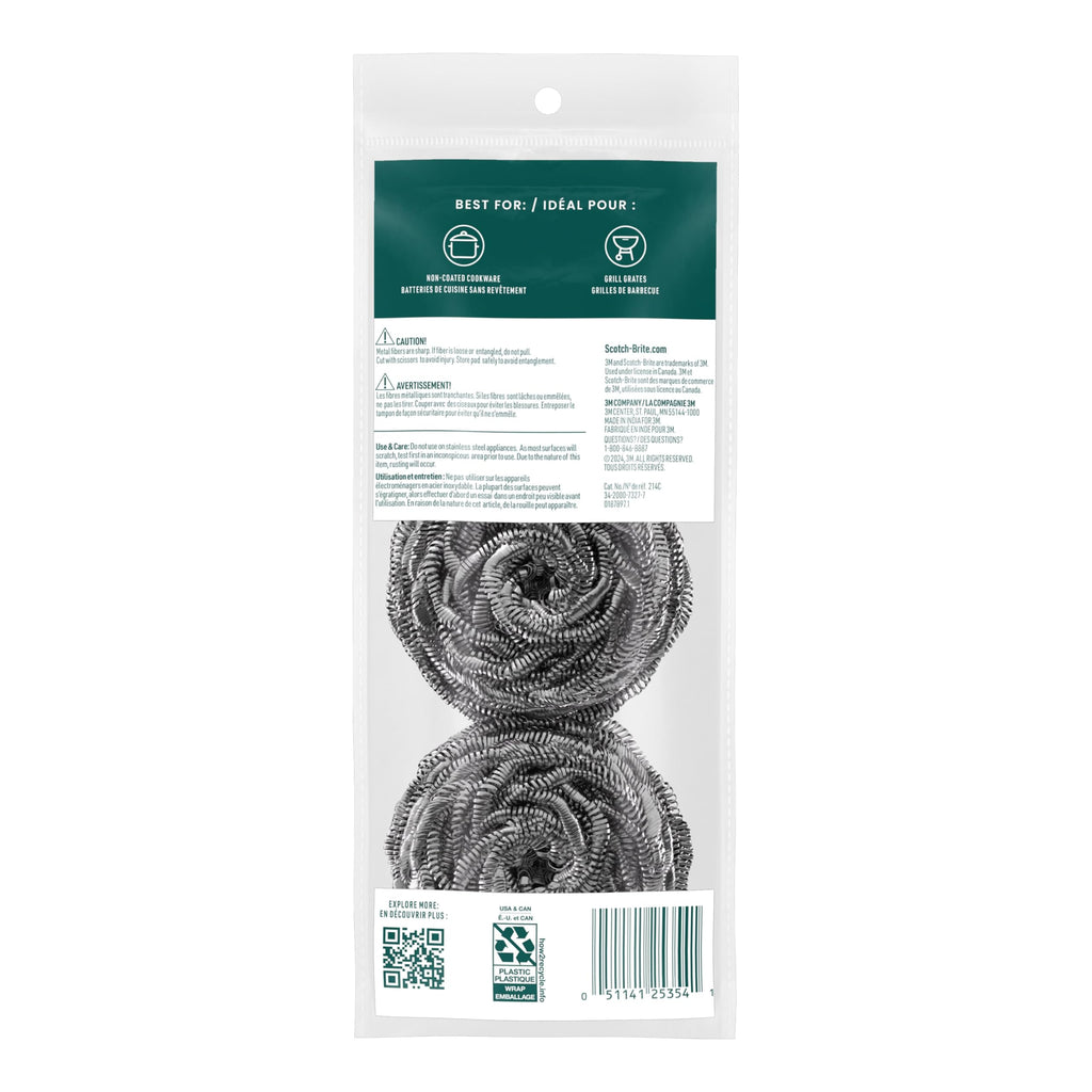 Scotch-Brite Stainless Steel Scrubbers, 3 Pack