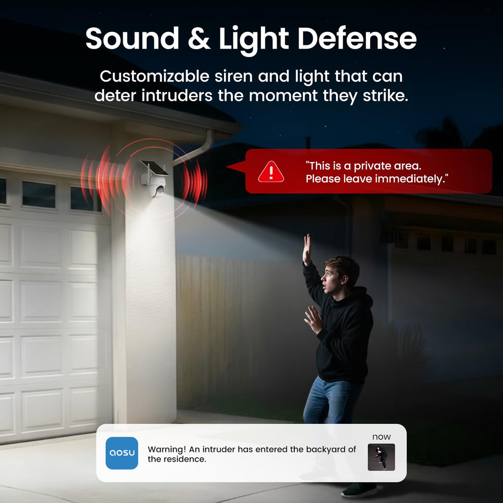 aosu D1 Classic 4-Cam Kit, Security Cameras Wireless Outdoor, Solar Powered | No Subscription Required, 32GB Built-in Storage, 360° Auto Tracking, 2K (3MP) Full-Color Night Vision, Easy Install