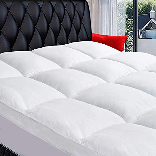 COONP Queen Mattress Topper, Cotton Extra Thick Pillow Top Mattress Pad | 100% Cotton Top Bed Topper Protector, Cooling Mattress Cover for Back Pain, Soft Breathable for Hot Sleeper, White