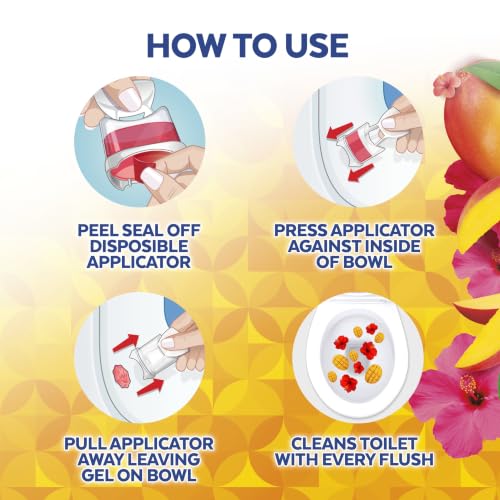 Lysol Click Gel Toilet Bowl Cleaner, Gel Stamp, Mango, 6 Count | Automatic Toilet Bowl Freshening Gel, Toilet Gel Stamps, Septic Safe, Toilet Deodorizer, Bathroom Cleaning Supplies, 18 Weeks