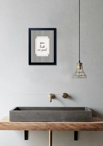Black and White Bathroom Wall Art You Look So Good Framed Black Striped Bathroom Decor Modern Minimalist Canvas Print Painting Artworks for Wall