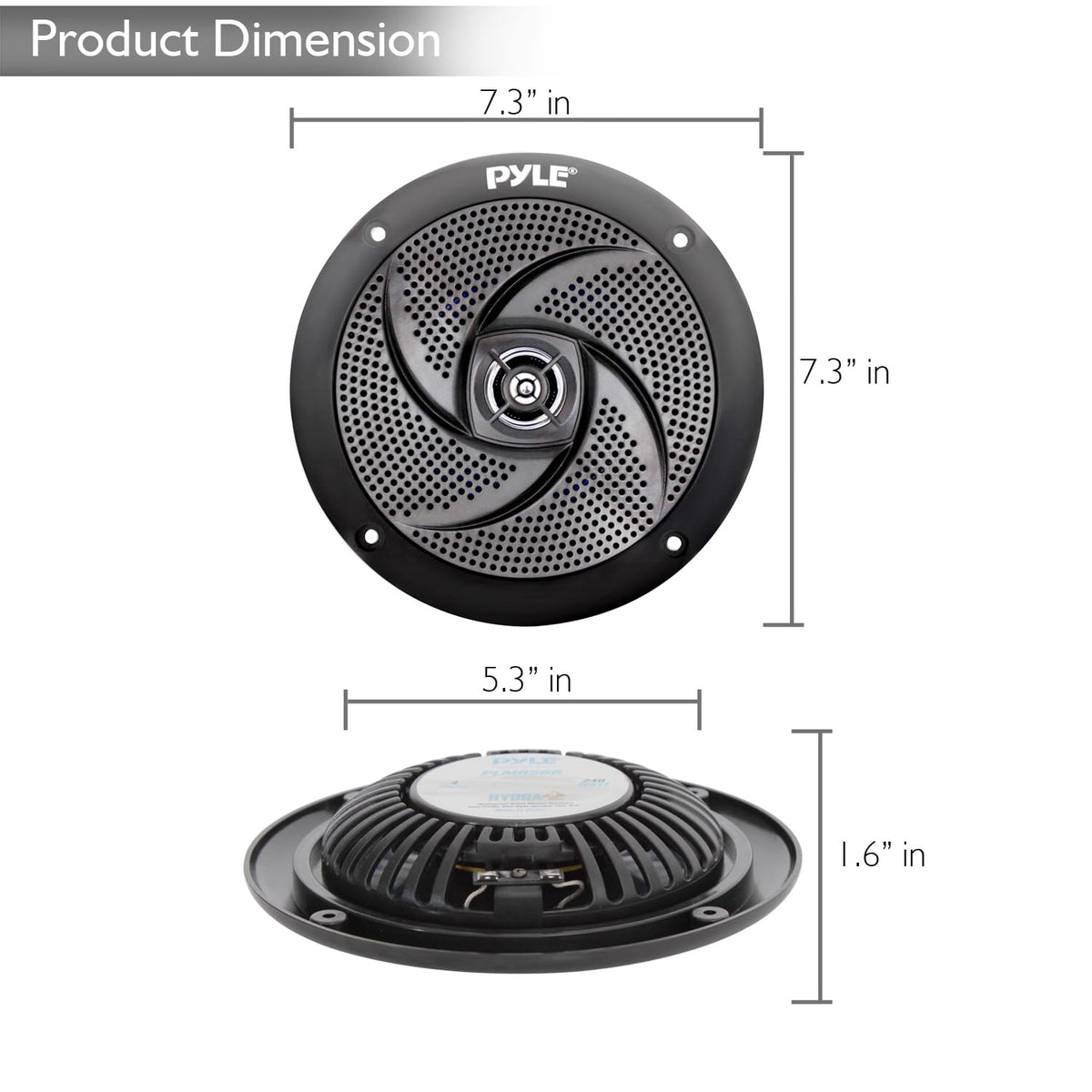 Low-Profile Waterproof Marine Speakers - 240W 6.5 Inch 2 Way 1 Pair Slim Style Waterproof and Weather Resistant Outdoor Audio Stereo Sound System, for Boat, Off-Road Vehicles - Pyle (Black)