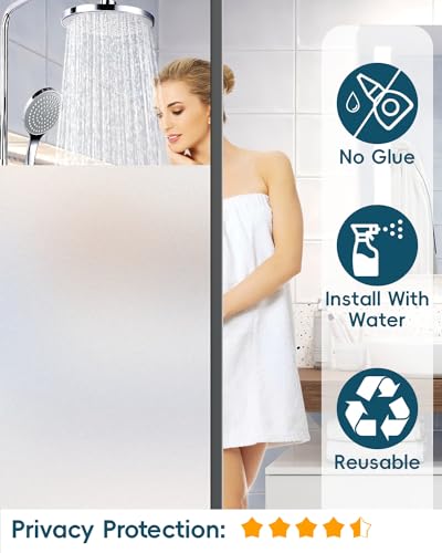 Dwersty Frosted Glass Window Privacy Film Decorative, 17.5" x 78.74"