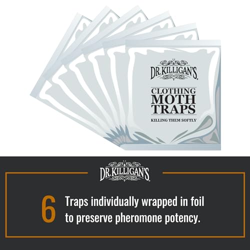 Dr. Killigan's Premium Clothing Moth Traps with Pheromones (Black, 6 Traps) | Clothes Moth Traps with Pheromones, Alternative to Moth Balls, Targets the Webbing Clothes Moth & Casemaking Clothes Moth