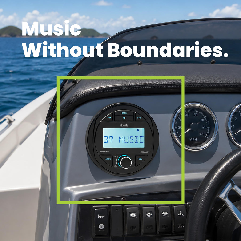 BOSS Audio Systems MGR300B Bluetooth Marine Stereo Gauge Receiver, No DVD
