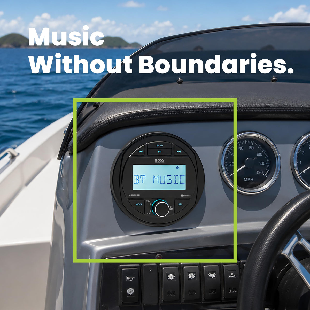 BOSS Audio Systems MGR300B Bluetooth Marine Stereo Gauge Receiver, No DVD