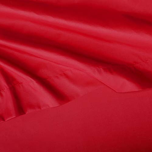 Amazon Basics Kid's Soft, Breathable, Machine Washable Microfiber 3-Piece Sheet Set with Pillowcase, Twin, Red, Solid