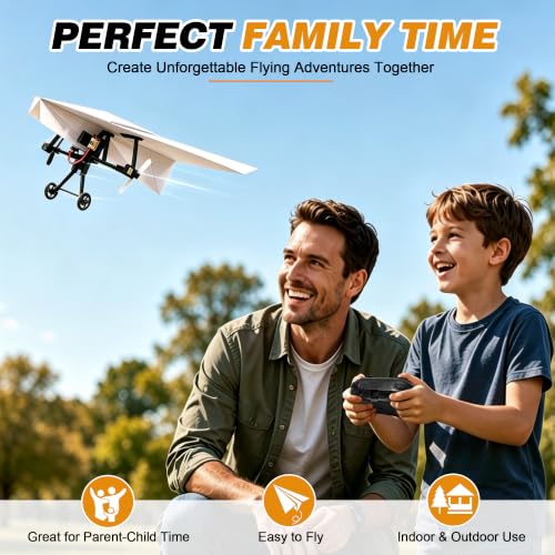 Virellia 1-Pcs DIY RC Paper Airplane Kit for Hobbyists, Pilots & Beginners | DIY Remote Control Airplane Kit for Kids Adults, Easy to Fly with Gyro Stabilizer, Dual Propellers, Lightweight, Foldable