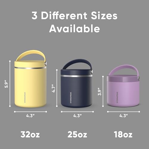Hydrapeak 25oz Stainless Steel Vacuum Insulated Food Jar for Hot Food and Cold Food, Wide Mouth Leak-Proof Soup Jar for Adults, 10 Hours Hot and 16 Hours Cold (Black)