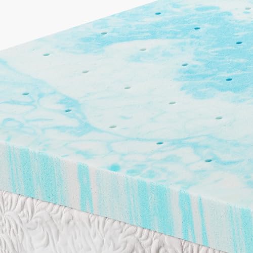 OLIXIS 2 Inch Twin Cooling Gel Infused Memory Foam Mattress Topper, Bed Pad | CertiPUR-US Certified, Soft Ventilated Pressure Relieving Bed Pad in a Box, Breathable Plush Feel