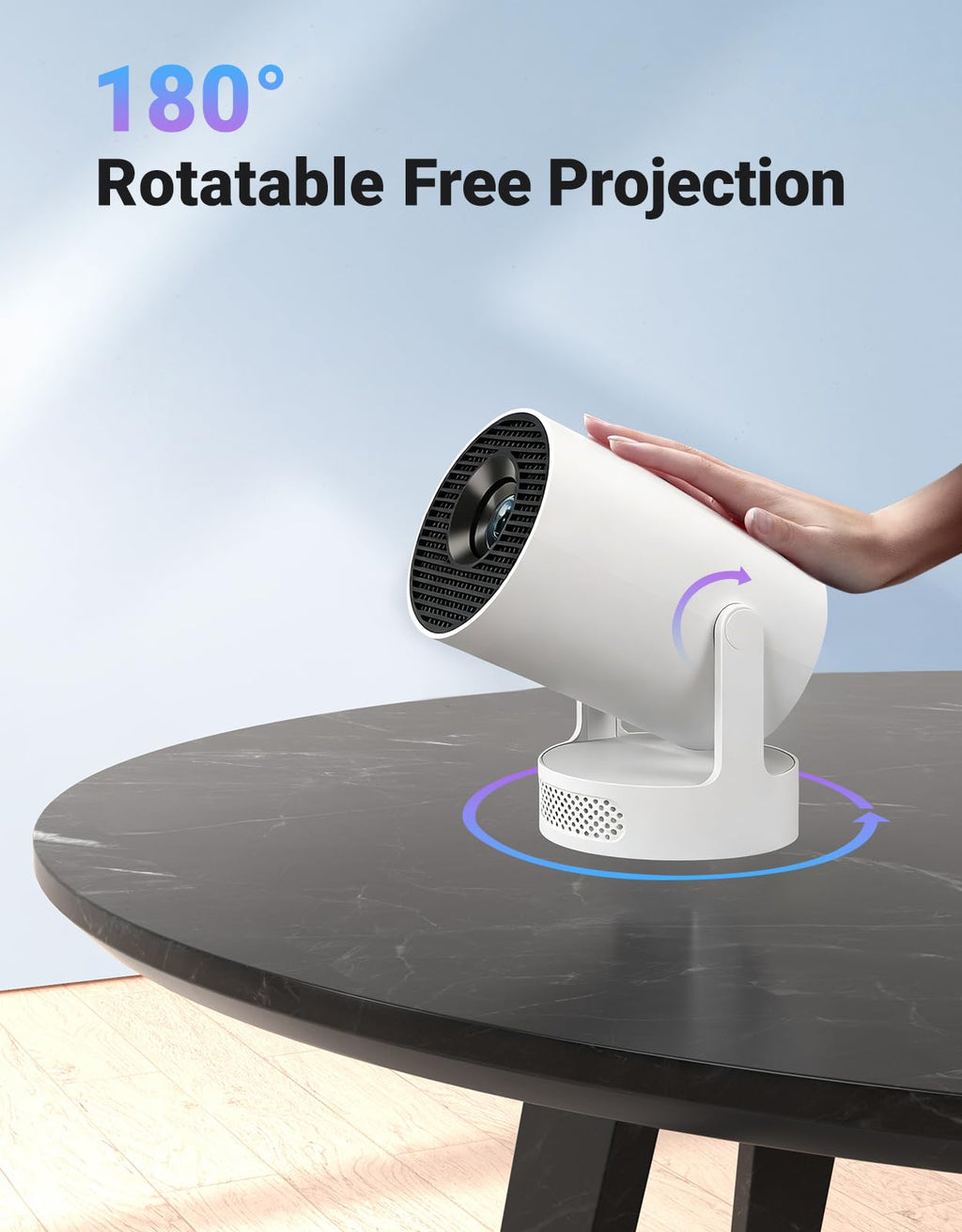 Mini Projector, Portable Projector 4K Support and 5W Speaker | with WiFi 6 & Bluetooth 5.4, 180° Rotatable, Auto Keystone & Manual Focus, Projector with HDM, USB, Phone, Laptop(Ultra)