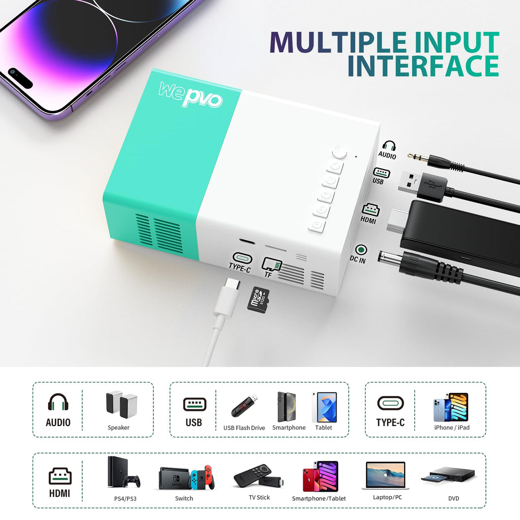 Mini Projector Portable for Gift, Led Outdoor Movie Projector