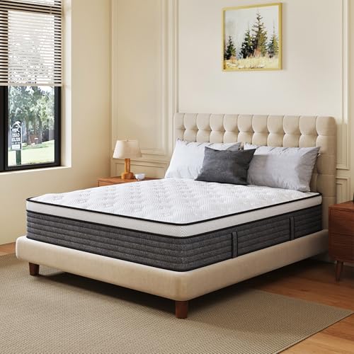 Queen Mattress, 12 Inch Queen Size Hybrid Mattresses in a Box | Medium Feel Foam and Individual Pocket Springs, Fiberglass Free Mattress, Extra Edge Support, Pressure Relief, CertiPUR-US