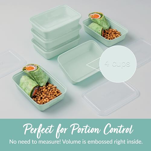 Bentgo Prep Meal Prep Containers with Lids, 20 Piece, PFAS & BPA-Free | 4-Cup Capacity, Portion Control, Stackable, Microwave, Freezer & Dishwasher-Safe, Reusable (Mint)