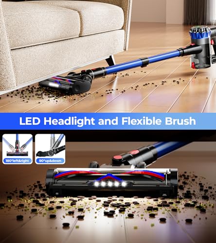 HFFLH Cordless Vacuum Cleaner, 600W 50Kpa 65Mins Cordless Stick Vacuum with Self-Standing, Touch Screen, Anti-Tangle Wireless Vacuum, Vacuum Cleaners for Home/Pet Hair/Carpets/Hardwood Floor