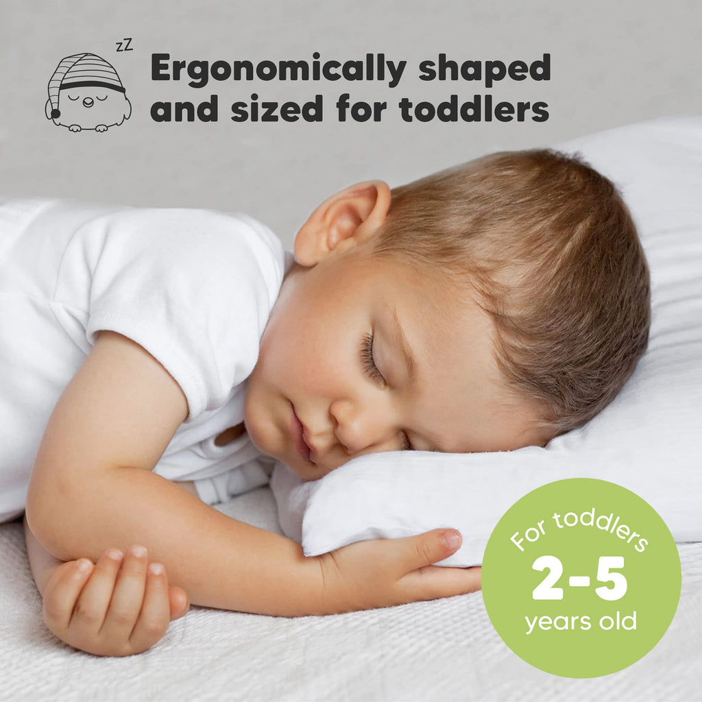 Toddler Pillow with Pillowcase, 13x18 My Little Dreamy Pillow (Soft White) | Kids Travel Bed Pillow for Sleep, Organic Cotton Small Pillowcase, Soft, Breathable, Machine Washable, Toddlers 2-5 years