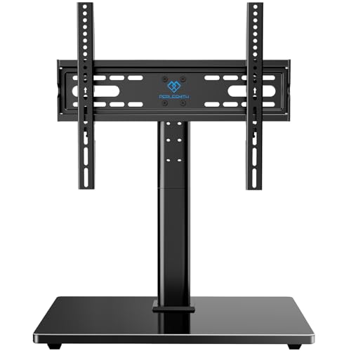PERLESMITH Universal TV Stand Legs for 32-70 inch TVs to 99lbs with Mount | 8 Height adjustable, Tempered glass base, Fixed, Max VESA 400x400mm, Livingroom & Bedroom, PSTVS04
