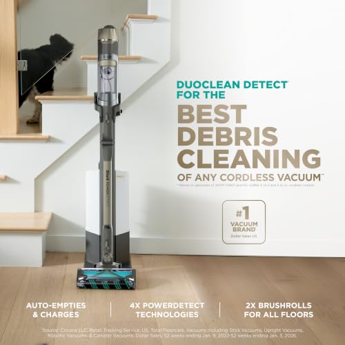 Shark® PowerDetect® Pet Plus Clean & Empty Cordless Stick Vacuum, IP3253 | Auto-Empty System, Powerful Suction, HEPA, Carpet & Hard Floor, Portable, Vacuum for Pet Hair, 70-Min Runtime, Gray