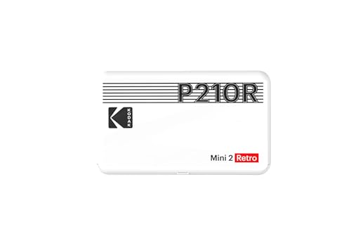KODAK Mini 2 Retro 2x3 Portable Photo Printer, 4PASS, 38 Sheets, White | Bluetooth, iPhone & Android Smartphone Compatible, Smudge-Proof, Water-Resistant, Fade-Resistant