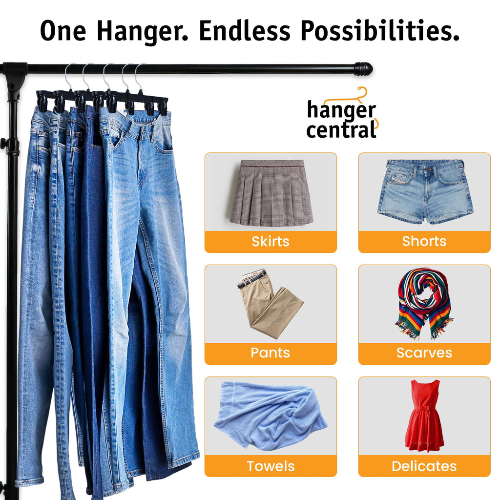 12 inch 30 Pack Pants Hangers Slim Plastic Black