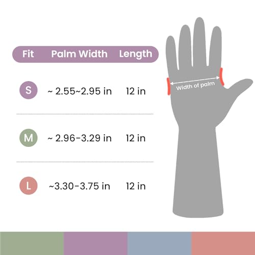 Rubber Cleaning Gloves for Dishwashing, 4 Pairs Reusable Kitchen Gloves for Washing Dishes and Household Cleaning, Colorful Dish Gloves with Flocked Lining and Non-Slip Grip, Pefect for Woman Men - M