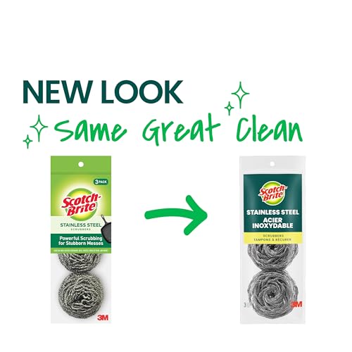 Scotch-Brite Stainless Steel Scrubbers, 3 Pack