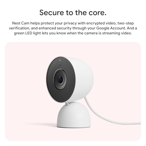 Google Nest Cam Indoor (Wired, 3rd Gen) - Security Camera - 2025 - Snow | 2K video, motion detection, color night vision, 2-way audio, works with Google Home and Gemini, intelligent alerts