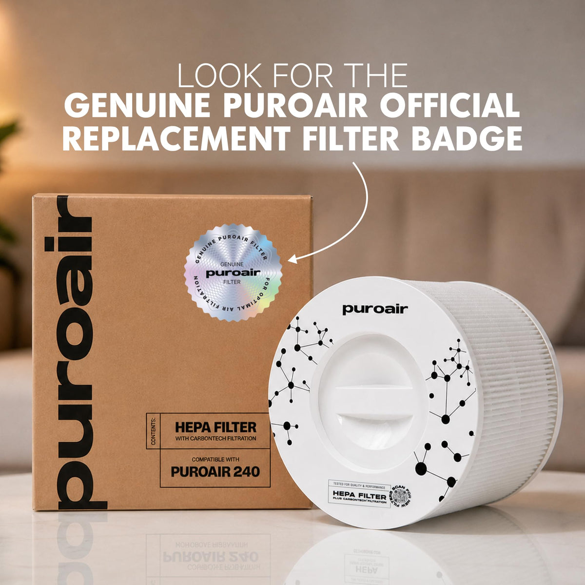PuroAir 240 Replacement Filter - Genuine 240 Filter Replacement (2PK) | Official Replacement Filter for Puro Air 240 Air Filter, Award-Winning 3-in-1 HEPA Air Purifier Filter is up to 500X Stronger