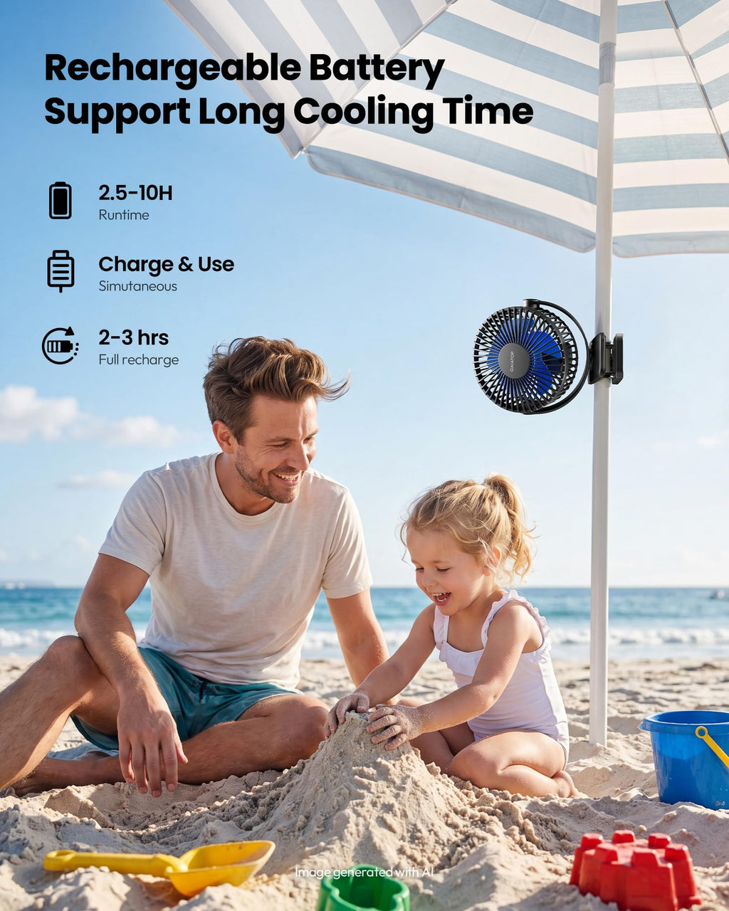 Gaiatop Portable Clip on Fan, Mini Personal Quiet Rechargeable Fan