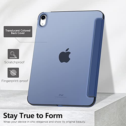 MoKo for iPad (A16) 11th Generation Case, iPad 10th Gen Case, Navy Blue | For iPad 11/10.9 Inch Case 2025/2022, Slim Stand Hard PC Translucent Back Shell Smart Cover,Support Touch ID,Auto Wake/Sleep