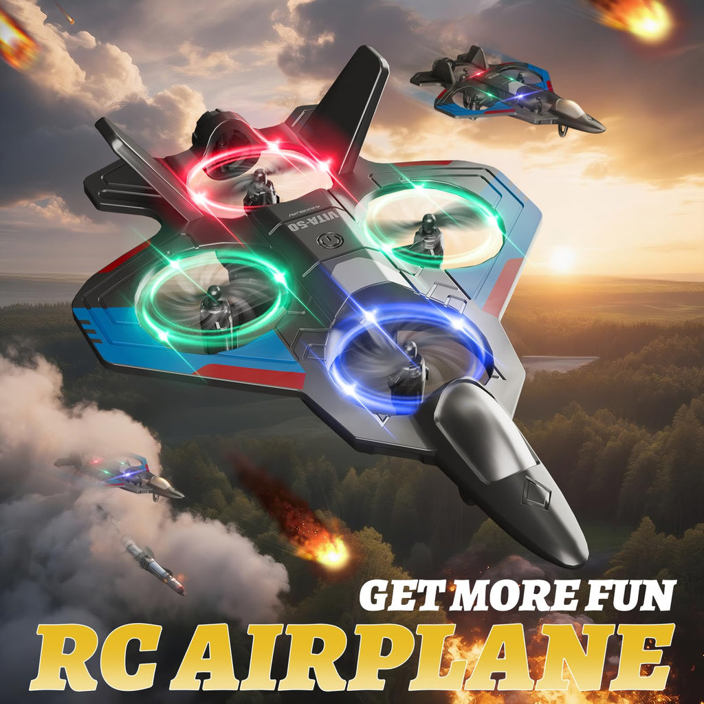 4DRC RC Planes Remote Control Airplanes for Kids Adults,Black,2Batteries | Remote Control Planes for Kids Adults Beginners, Remote Control Helicopter Fighter Jet Drones for Kids Adults, 360° Flip