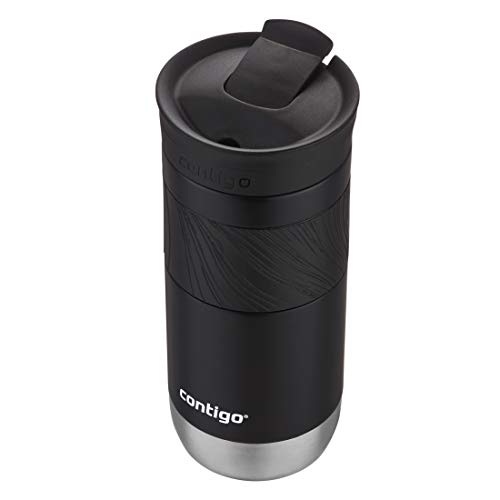 Contigo Byron Vacuum-Insulated Stainless Steel Travel Mug, Licorice, 16oz | Leak-Proof Lid, Thermalock Insulation, Hot 6 Hrs or Cold 12 Hrs, One-Handed Drinking, Textured Grip, Fits Car Cup Holders