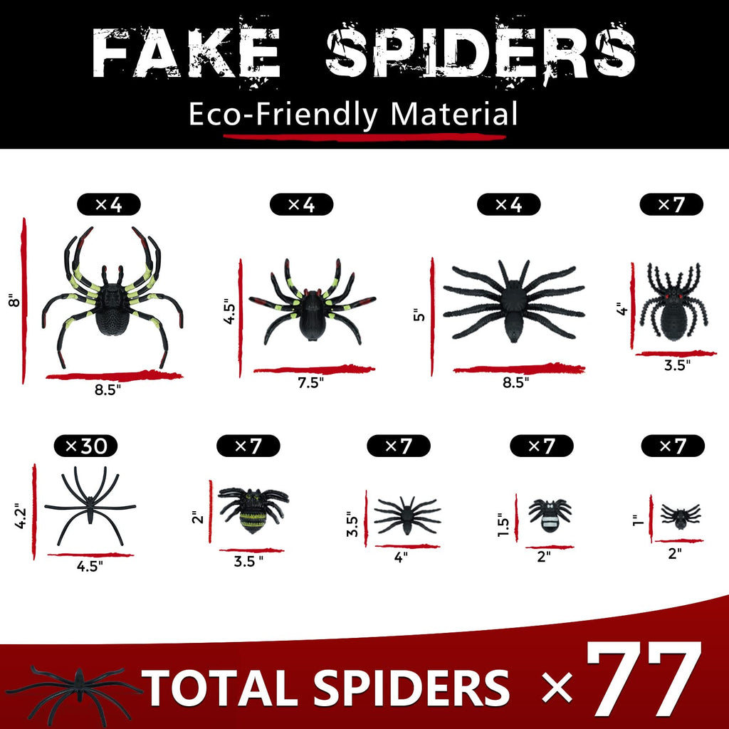 1000 sqft Spider Webs Halloween Decorations with 77 Fake Spiders | Super Stretch Cobwebs for Halloween Indoor and Outdoor Decor