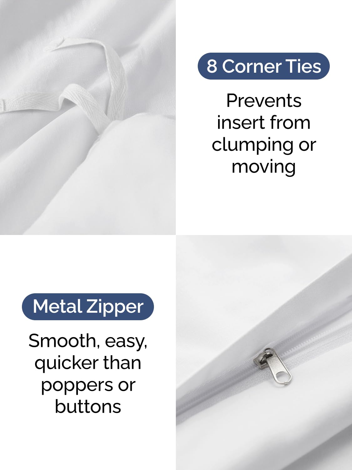 Duvet Cover King Size - Extra Soft 3 Piece with Zipper Closure - White | Extra Soft, Breathable, King Duvet Cover 104" x 90" with 2 Pillow Shams, Zipper Closures & Ties, Women, Men, Kids & Teens