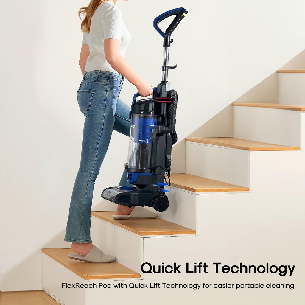 Eureka Upright Vacuum Cleaners, PowerSpeed Lightweight, NEU280 | Upgraded Cyclone System, Pet Hair, Carpet & Hard Floor Cleaning, Senior-Friendly, Washable Filter, Blue
