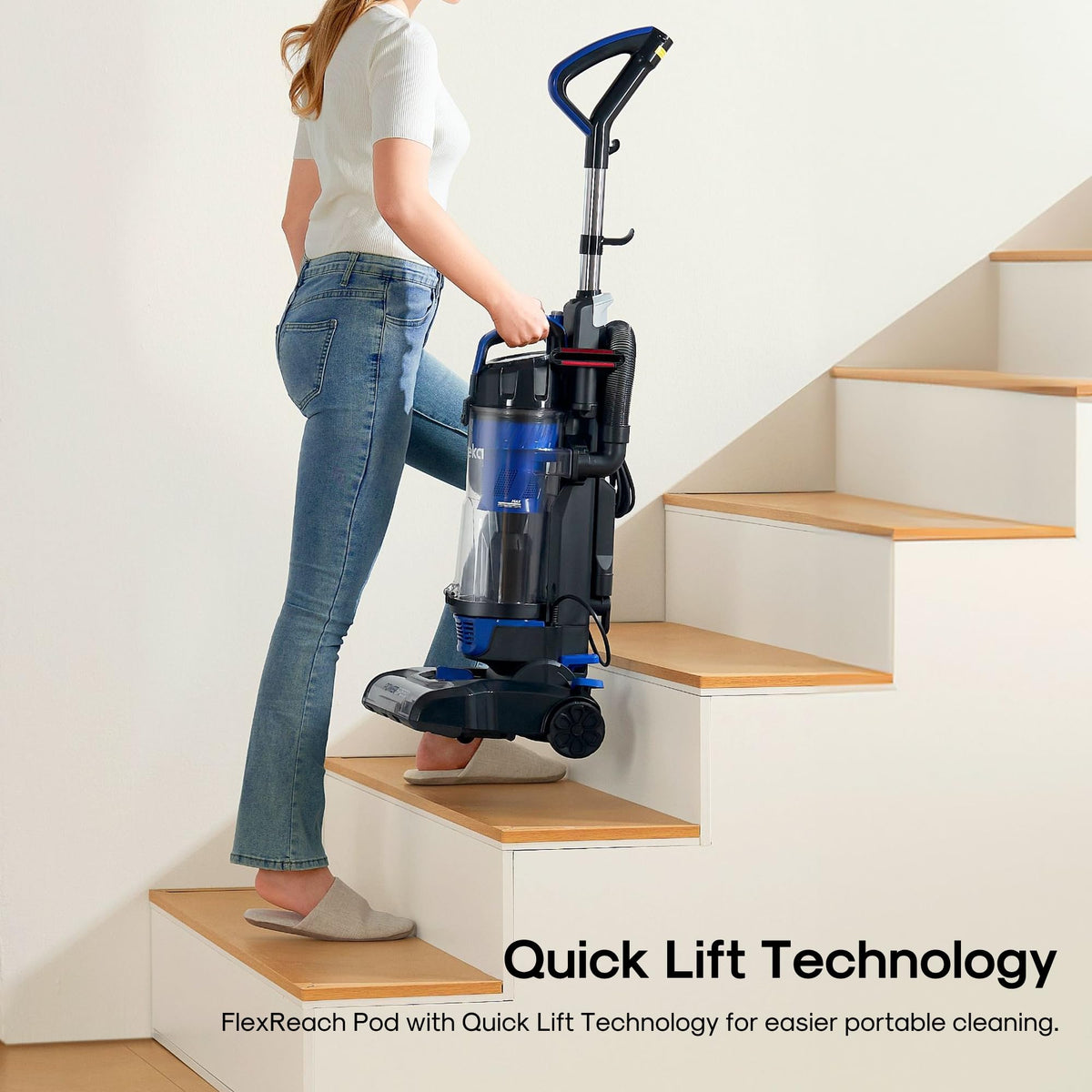 Eureka Upright Vacuum Cleaners, PowerSpeed Lightweight, NEU280 | Upgraded Cyclone System, Pet Hair, Carpet & Hard Floor Cleaning, Senior-Friendly, Washable Filter, Blue