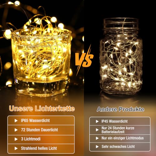 Fairdeer 6 Pack Fairy Lights Battery Operated - 7ft 20 Led Twinkle lights 3 Modes, Bulk Mini String Lights Waterproof for Mason Jars Vases DIY Party Table Centerpieces Christmas Decoration -Warm White