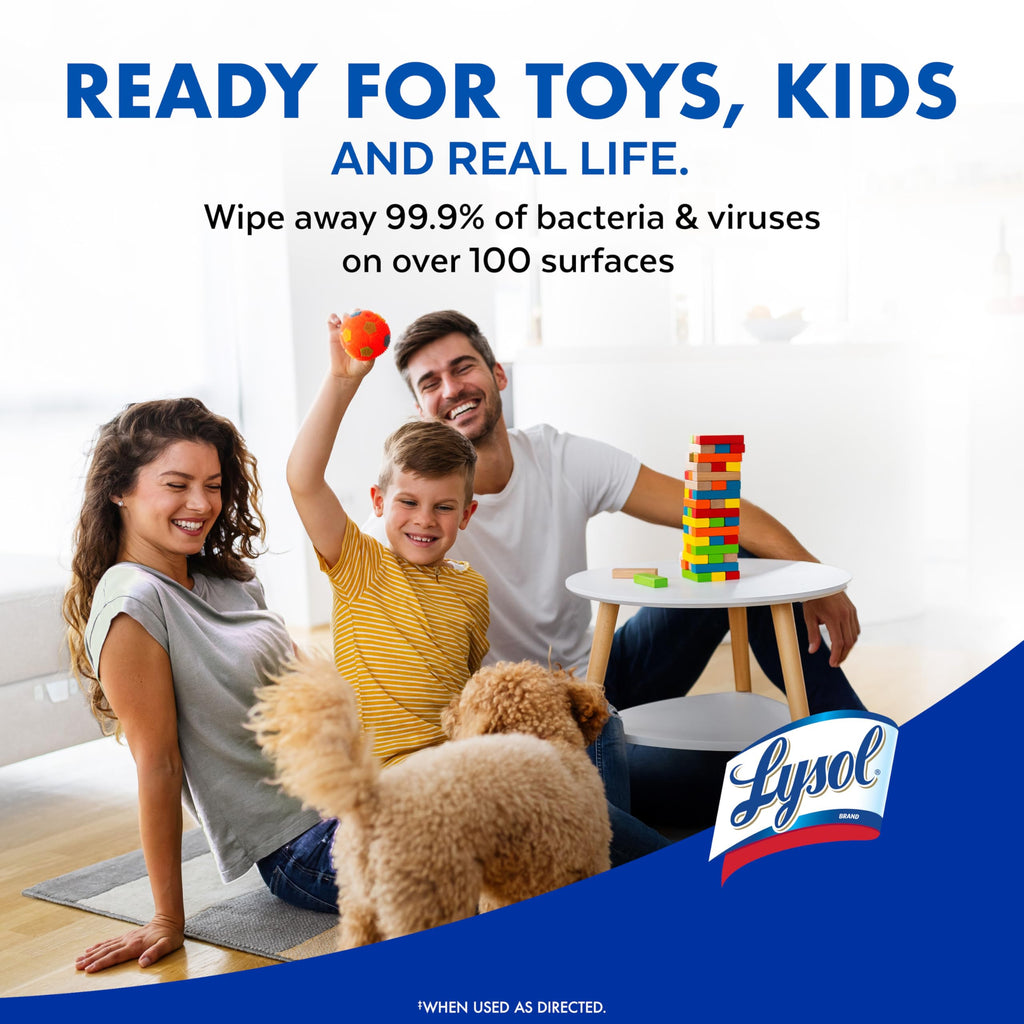 Lysol Disinfecting Wipes, Multi-Surface Cleaner, Crisp Linen, 80 ct. | All Purpose Cleaner, Sanitizing, Deodorizing, Apartment Essentials, Back To School Cleaning Supplies, Kitchen & Bathroom Wipe