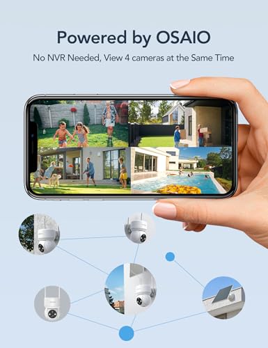 GNCC Solar Security Cameras Wireless Outdoor 2.4G WiFi, SD/Cloud Storage | Solar & Battery 360° Security Cameras, Color Night Vision, PIR Motion Detection, Spotlight & Siren Alarm, IP65 Waterproof