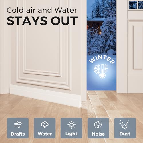 Grotheory 2 Pack Door Draft Stopper, Door Sweep, Weather Stripping Seal | Self-adhesive silicone under door draft stopper for windows and garages, blocks drafts, noise, light, dust and bugs