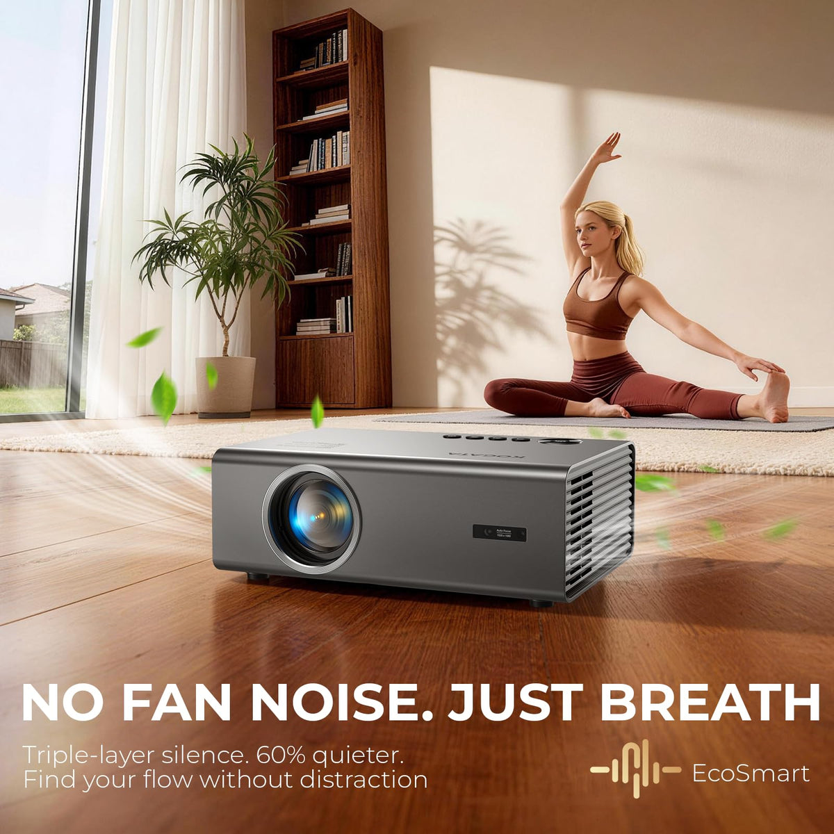 Smart Projector-4K with Wifi Bluetooth, AI Auto Focus Keystone Outdoor Home Theater VIDAA Movie Projector Built-in Apps, 60W Dolby, Airplay, Voice Control, Live TV, Ceiling, Gaming, Camping