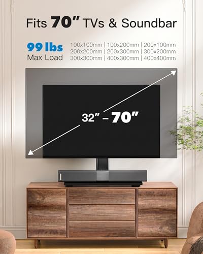 PERLESMITH Universal TV Stand Legs for 32-70 inch TVs to 99lbs with Mount | 8 Height adjustable, Tempered glass base, Fixed, Max VESA 400x400mm, Livingroom & Bedroom, PSTVS04