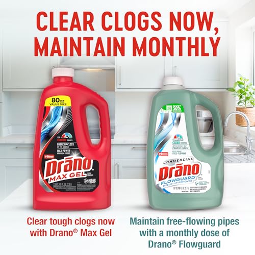 Drano Max Gel Drain Clog Remover & Cleaner, Safe for All Pipes, 80oz 2-Pack
