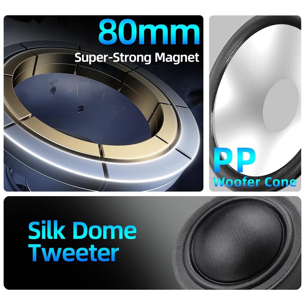 6.5" 800W Marine Speakers, IP66 Waterproof Boat Stereo Speakers with LED Lights, 2-Way Coaxial Audio, Y35 Woofer, for Marine/ATV/Motorcycle/Golf Cart/Motorhome/Powersports/Patio/Poolside/Deck/Home