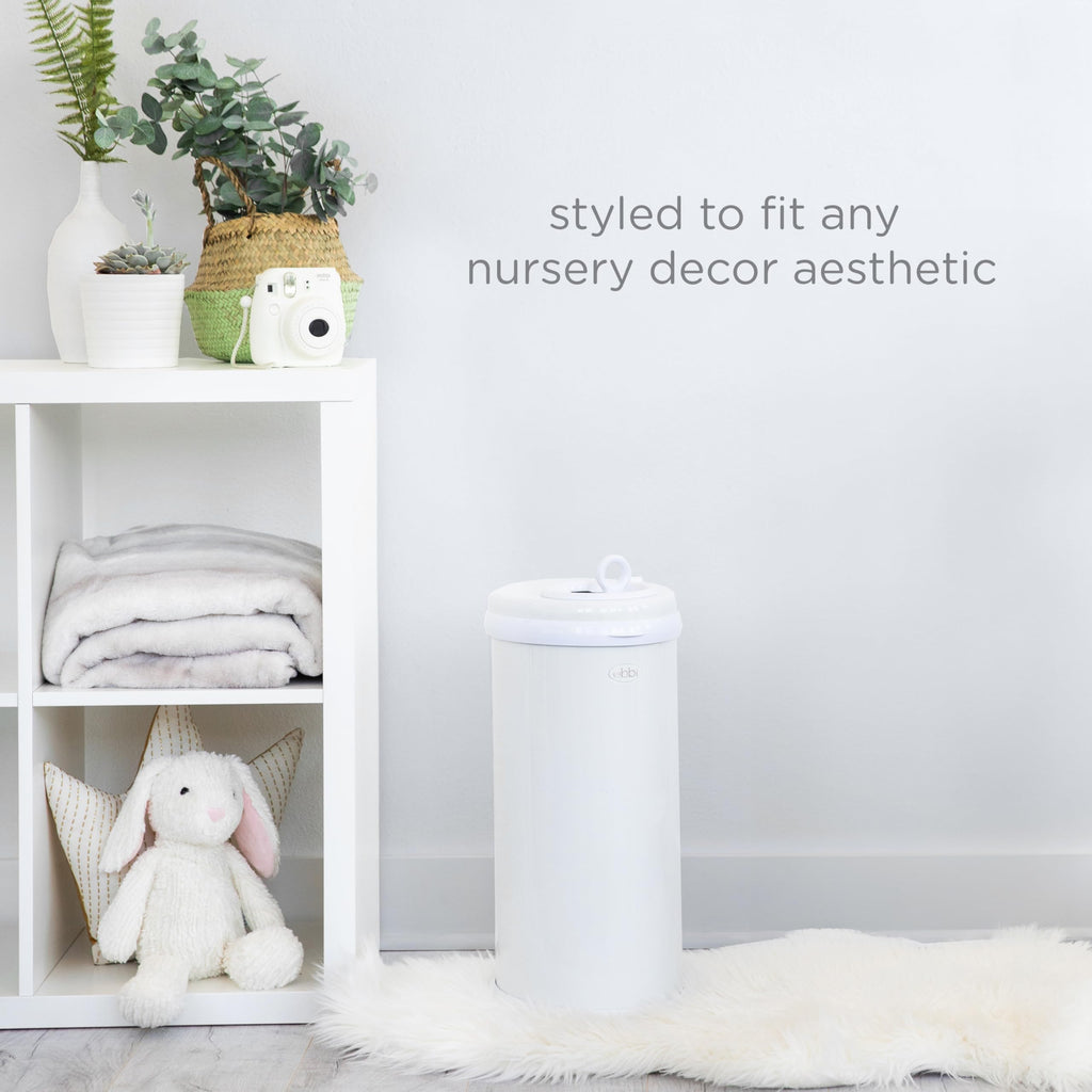 Ubbi Stainless Steel Diaper Pail, No Special Bags, Odor-Locking, White | Award-Winning Registry Must-Have, Childproof Safety Lid with Lock, Holds Up To 55 Newborn Diapers, Modern Nursery Essential