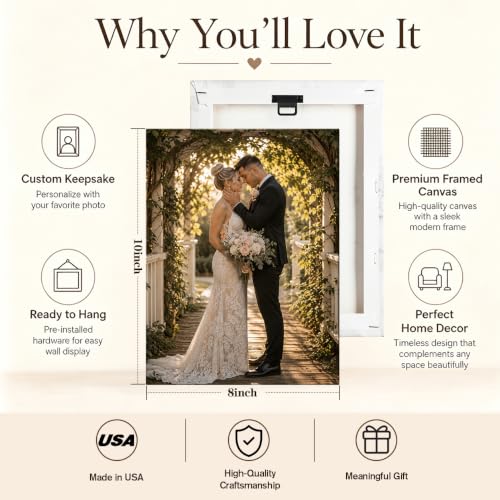 Canvas Prints with Your Photos,Ship Next Day Custom Canvas Wall Art 8x10 | Personalized Framed Canvas Pictures,Custom Photo Gifts for Wedding, Family, Frineds, Pets,Ready to Hang Home Decor