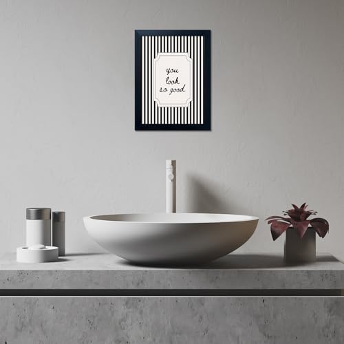 Black and White Bathroom Wall Art You Look So Good Framed Black Striped Bathroom Decor Modern Minimalist Canvas Print Painting Artworks for Wall